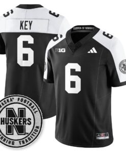 Dane Key Jersey 6 Nebraska Football 2025 Blackout Stitched Black Alter