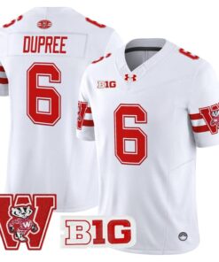 Alternative view of Darrion Dupree Jersey #6 Wisconsin Badgers Throwback Stitched
