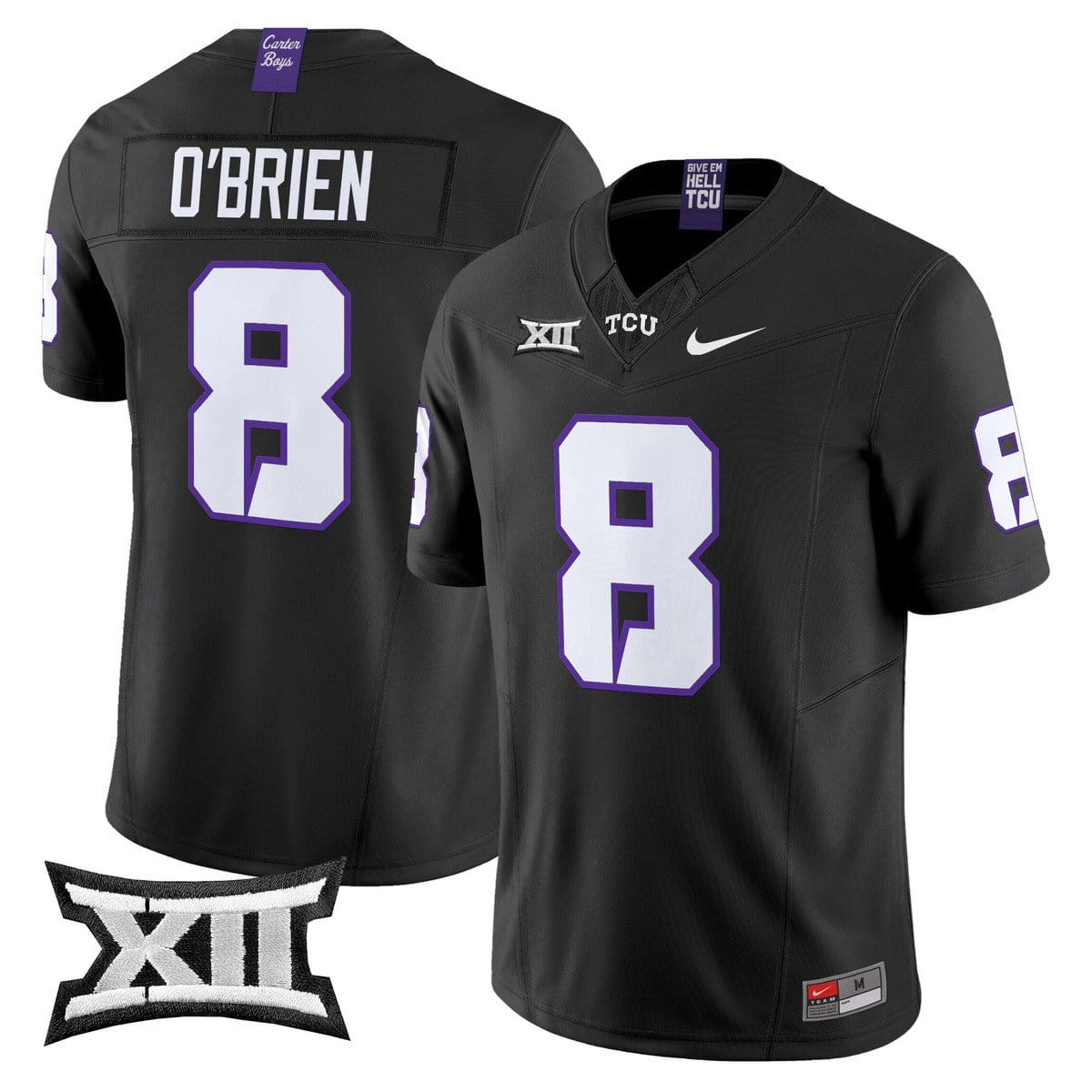 Davey O Brien Jersey 8 TCU Horned Frogs 2025 Vapor Limited Stitched Black