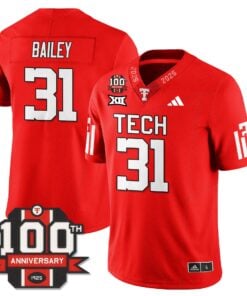 David Bailey Jersey 31 Texas Tech Football 100th Anniversary Stitched Red