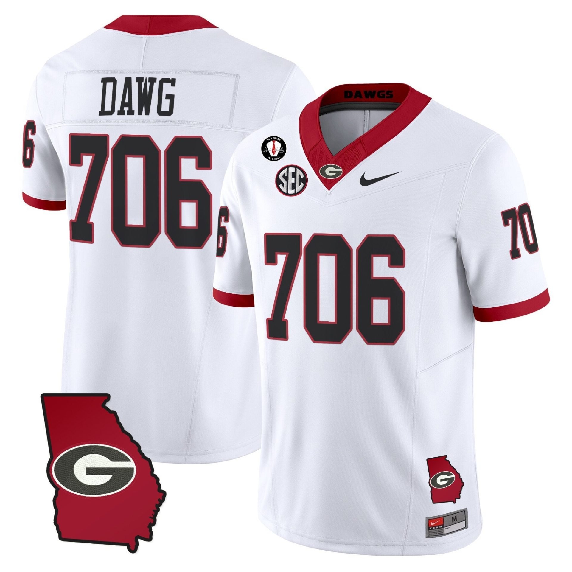 Dawg Jersey #706 Georgia Bulldogs 2025 Georgia Map, Vince Dooley Stitched - Image 2