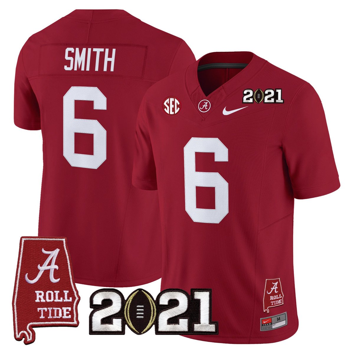 DeVonta Smith Jersey #6 Alabama 2021 CFP Championship Alabama Map - Image 5
