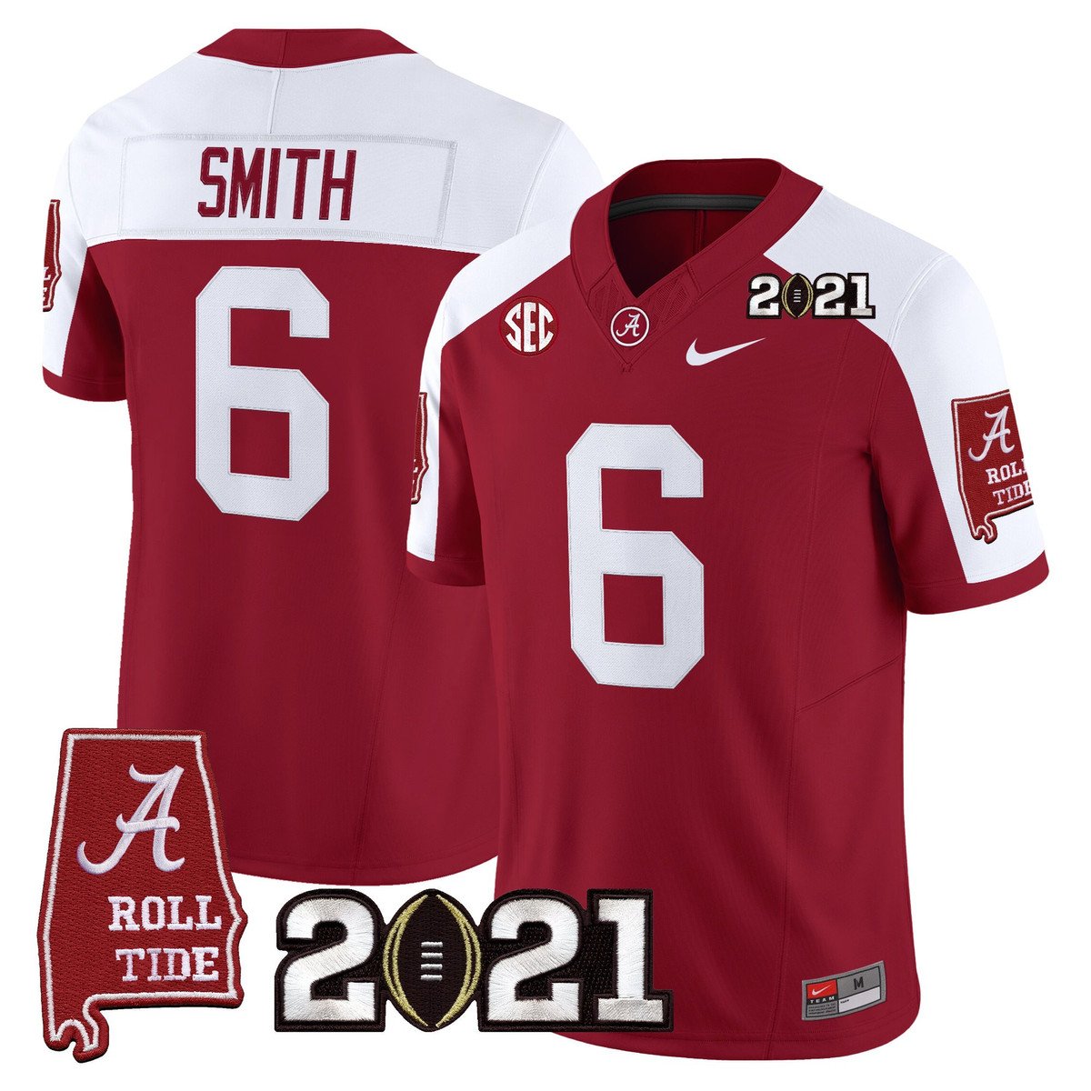 DeVonta Smith Jersey #6 Alabama 2021 CFP Championship Alabama Map - Image 4