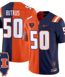Dick Butkus Jersey #50 Illinois Fighting Illini Split Vapor Limited Stitched