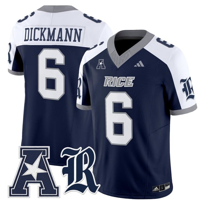 Drayden Dickmann Jersey #6 Rice Owls 2025 Vapor Limited Stitched - Image 4