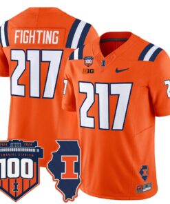Fighting Jersey 217 Illinois Fighting 100th Memorial Stadium Orange
