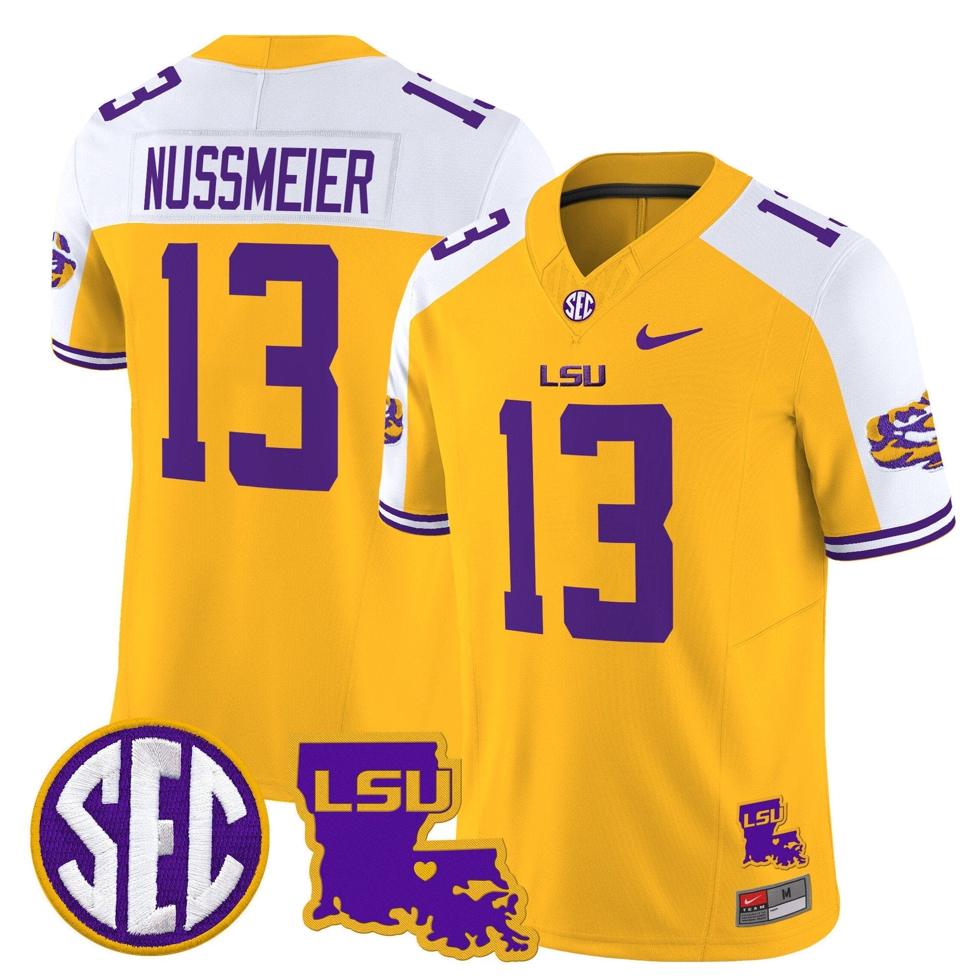 Garrett Nussmeier Jersey #13 LSU Tigers 2025 Louisiana Patch Stitched 3 Garrett Nussmeier Jersey #13 LSU Tigers 2025 Louisiana Patch Stitched - Image 3