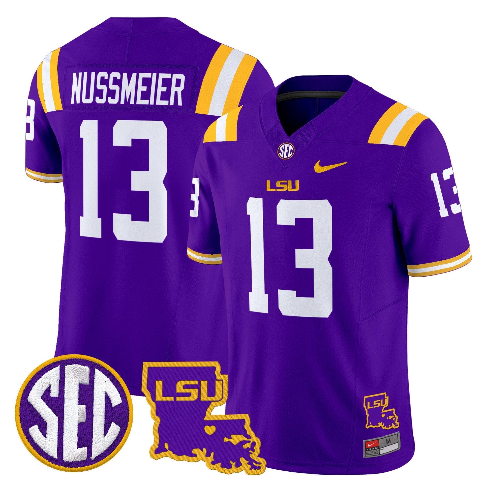 Garrett Nussmeier Jersey #13 LSU Tigers 2025 Louisiana Patch Stitched 5 Garrett Nussmeier Jersey #13 LSU Tigers 2025 Louisiana Patch Stitched - Image 5
