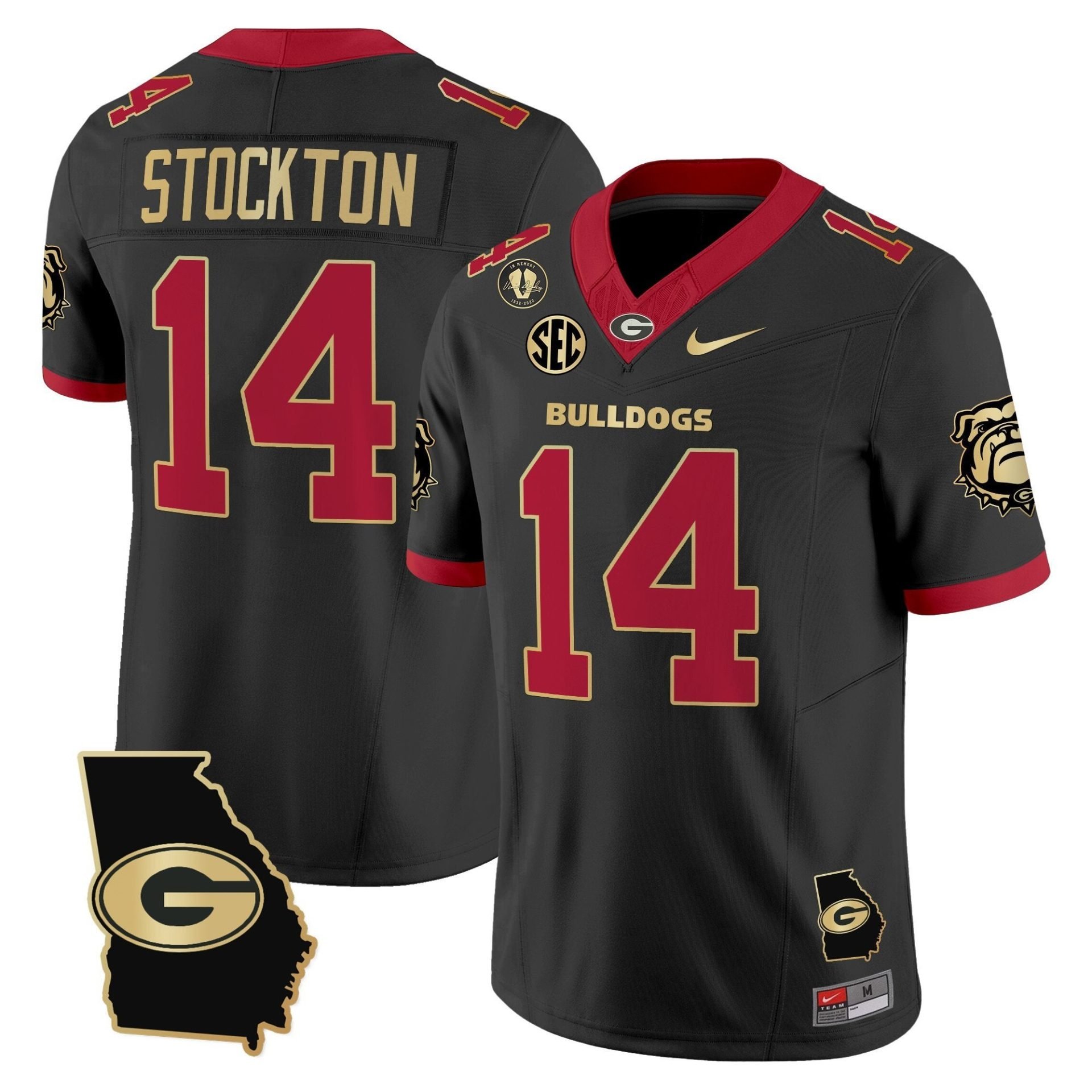 Gunner Stockton Jersey 14 Georgia Bulldogs 2025 Georgia Map Vince Dooley Stitched Black Gold Trim 989dee4a b57f 4010 9bfe f7858d656878