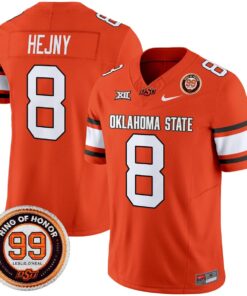Hauss Hejny Jersey 8 Oklahoma State Cowboys 2025 Leslie O neal Patch Orange