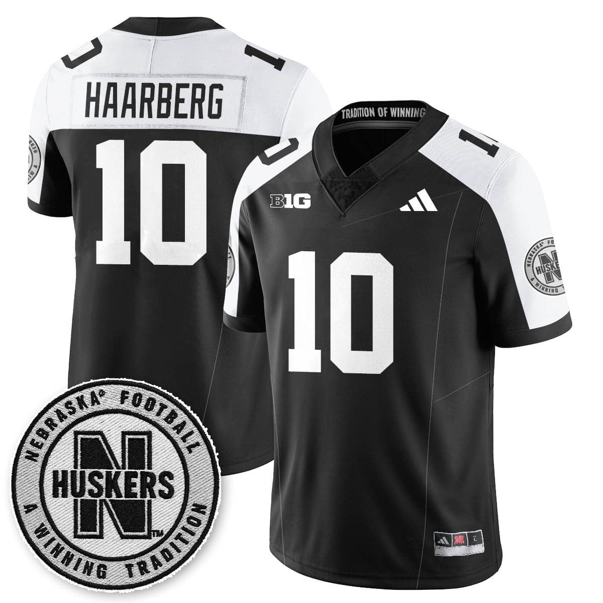 Heinrich Haarberg Jersey #10 Nebraska Football 2025 Blackout Stitched 2 Heinrich Haarberg Jersey #10 Nebraska Football 2025 Blackout Stitched - Image 2