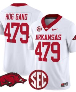 Hog Gang Jersey 479 Arkansas Razorbacks Limited Stitched White