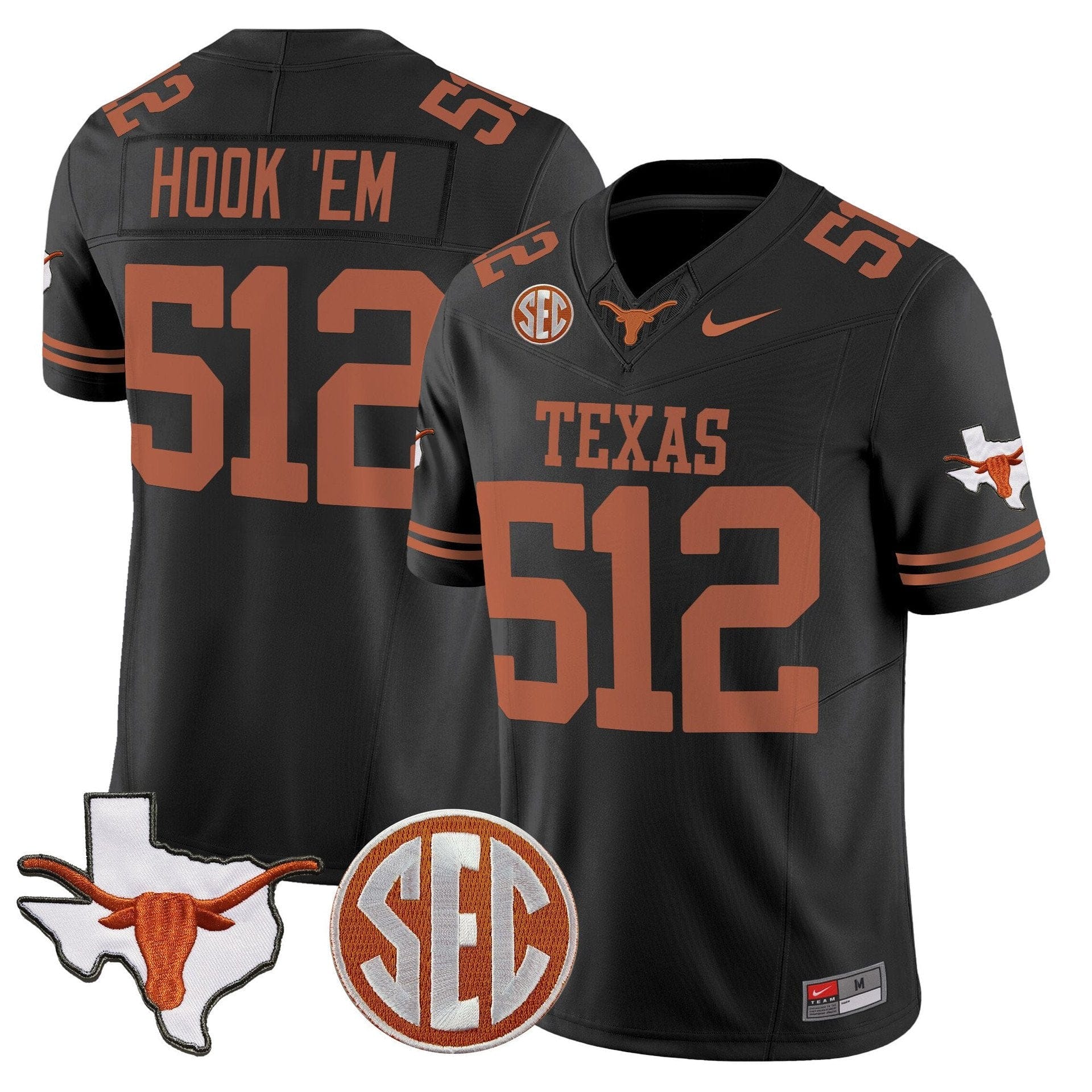Hook 'Em Jersey #512 Texas Longhorns 2025 State Map SEC Patch