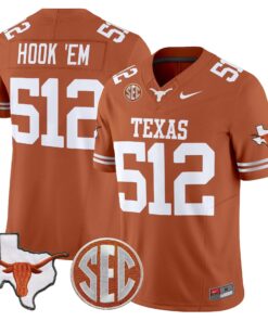 Hook Em Jersey 512 Texas Longhorns 2025 State Map SEC Patch Texas Orange