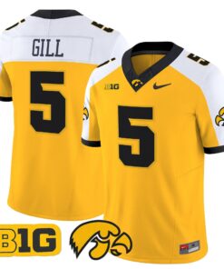 Jacob Gill Jersey 5 Iowa Hawkeyes 2025 Limited Stitched Gold Alternate