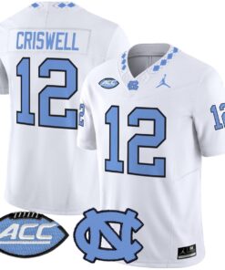 Jacolby Criswell Jersey #12 North Carolina Tar Heels 2025 Stitched