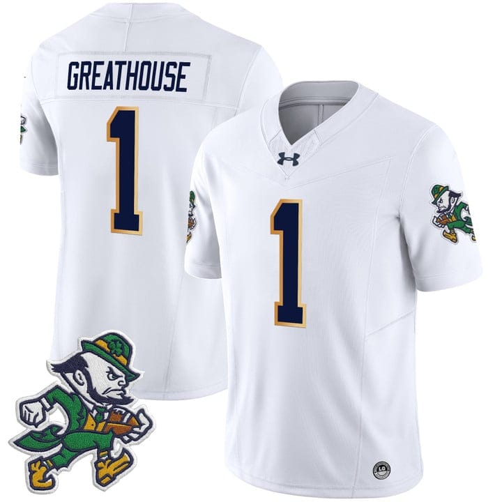 Jaden Greathouse Jersey 1 Notre Dame 2025 Gridiron Leprechaun Edition White