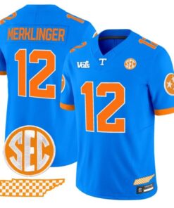 Jake Merklinger Jersey #12 Tennessee Volunteers Blue Blaze Edition Stitched