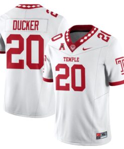 Jay Ducker Jersey 20 Temple Football 2025 Vapor Limited Stitched White