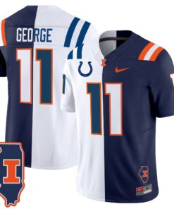 Jeff George Jersey #11 Illinois Fighting Illini Split Vapor Limited Stitched