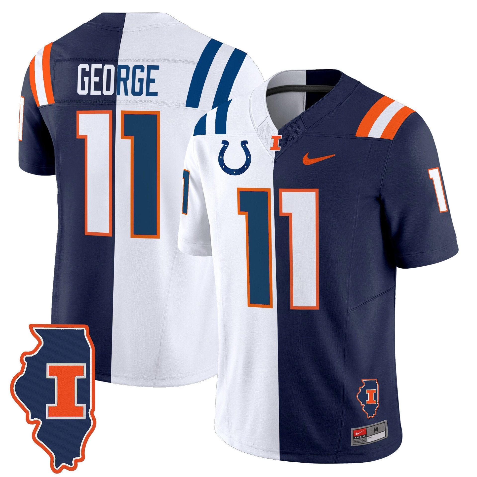JeffGeorgeJersey 11IllinoisFightingIlliniSplitVaporLimitedStitched