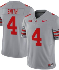 Jeremiah Smith Jersey 4 Ohio State Heritage Stripe 2025 26 Stitched Gray