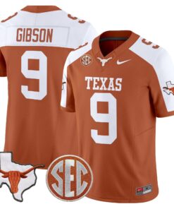 Jerrick Gibson Jersey 9 Texas Longhorns 2025 State Map SEC Patch Orange Alter c773ec4f 3140 4e3a b7e7 372c88d458e8