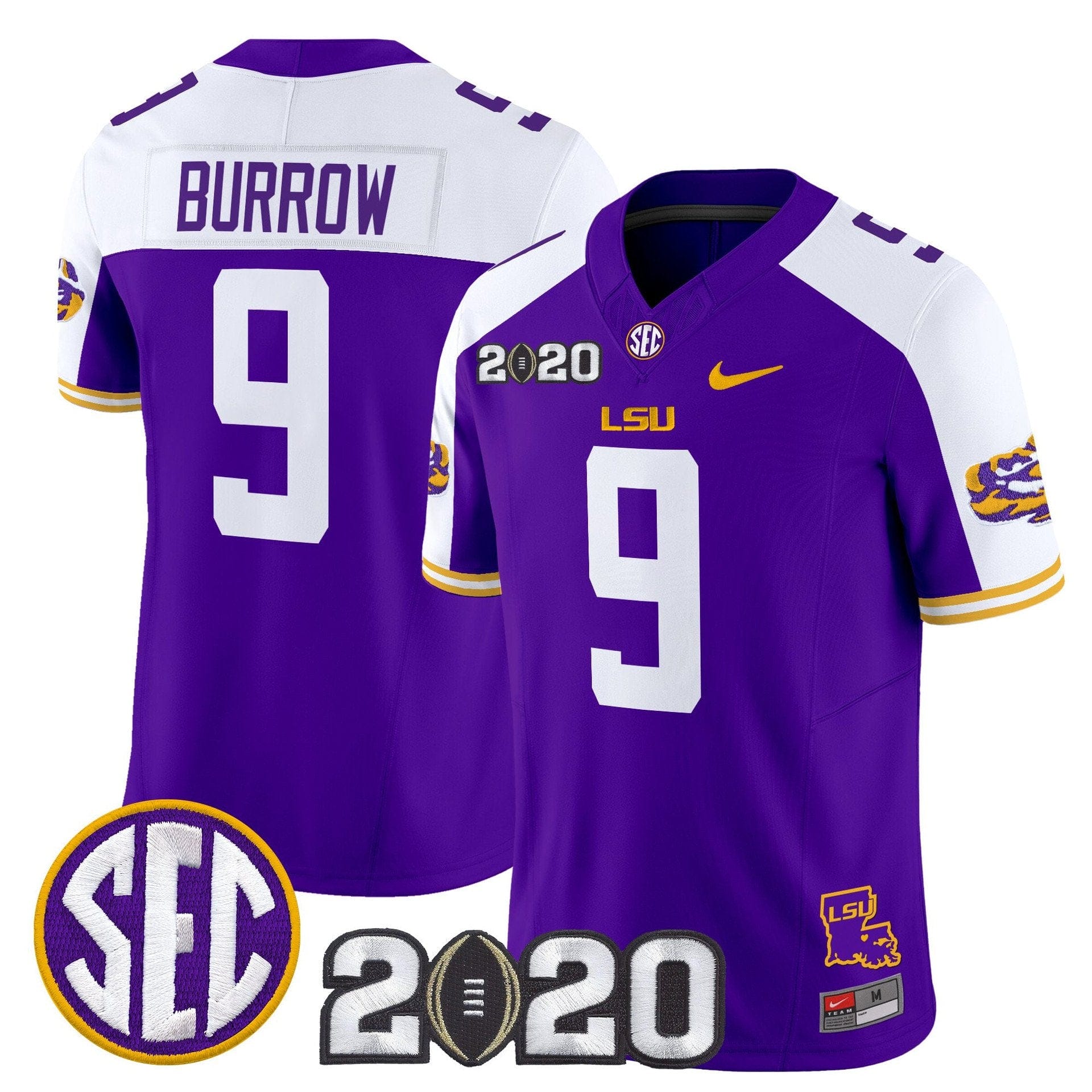 Joe Burrow Jersey #9 LSU Tigers 2020 National Champions Stitched - Image 4
