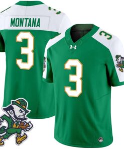 Joe Montana Jersey 3 Notre Dame 2025 Gridiron Leprechaun Edition Green Alter