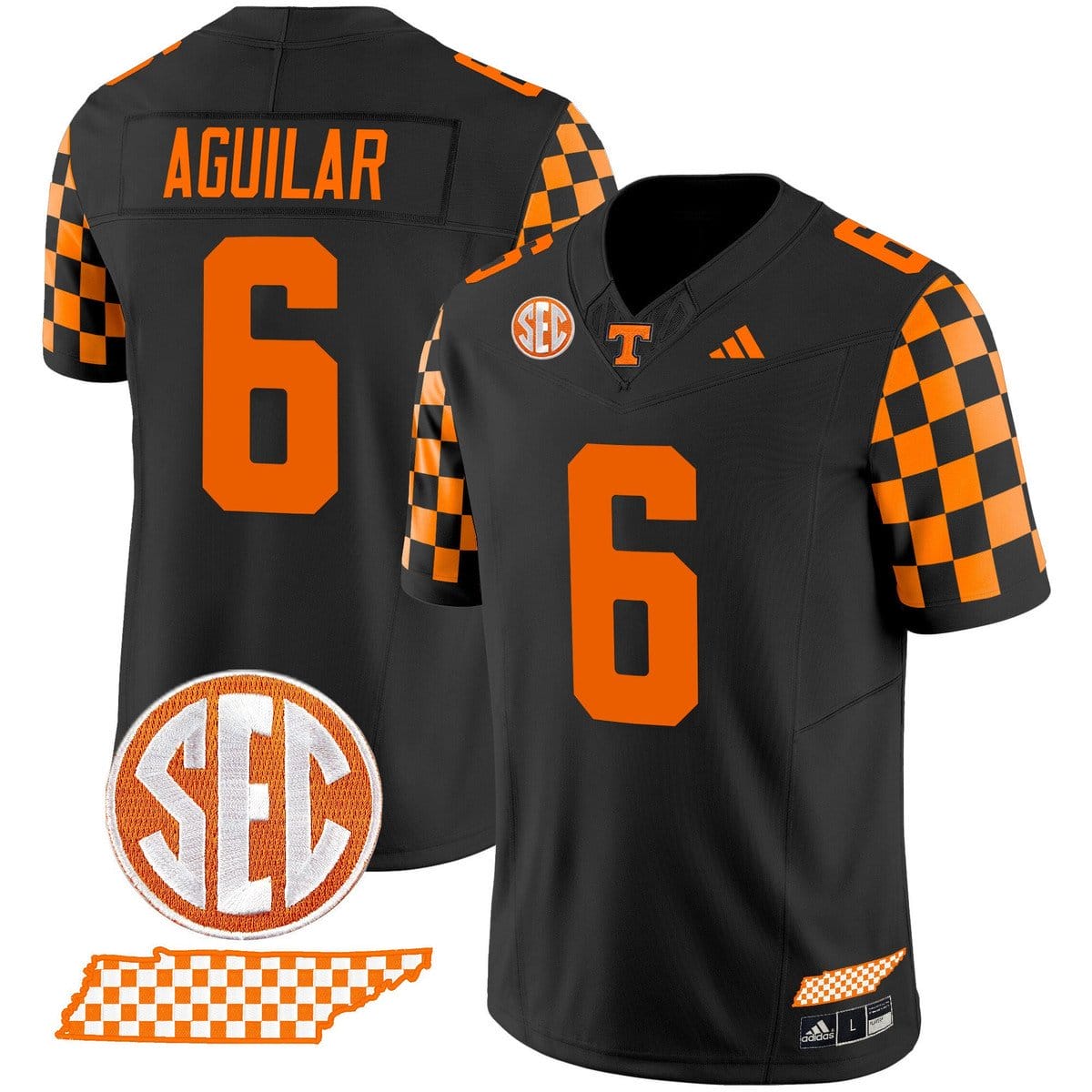 Joey Aguilar Jersey 6 Tennessee Vols Rebrand 2026 Checkerboard Stitched Black fdf5ee5f ce46 4cfb 8016 1c77a8a1af9b
