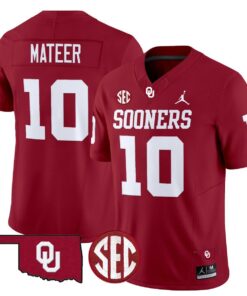 John Mateer Jersey #10 Oklahoma Sooners 2025 Vapor Limited Stitched 8 John Mateer Jersey 10 Oklahoma Sooners 2025 Vapor Limited Stitched Crimson