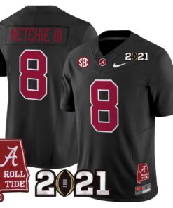 John Metchie III Jersey #8 Alabama 2021 CFP Championship Alabama Map