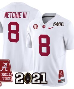 Alternative view of John Metchie III Jersey #8 Alabama 2021 CFP Championship Alabama Map