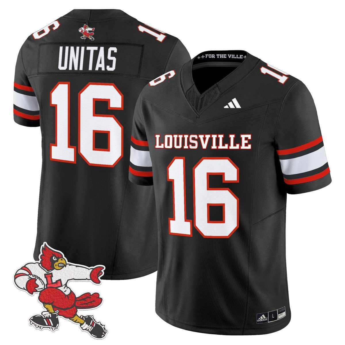 Johnny Unitas Jersey 16 Louisville Cardinals 1980s Throwback Stitched Black