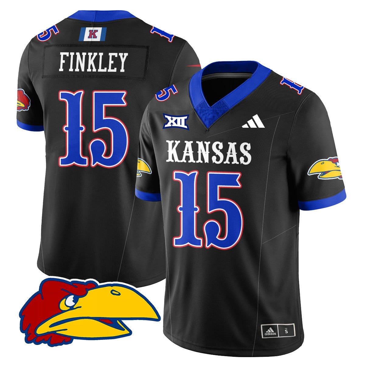 Justice Finkley Jersey 15 Kansas Jayhawks Football 2025 Limited Stitched Black