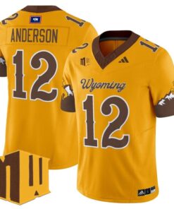 Kaden Anderson Jersey 12 Wyoming Cowboys 2025 Vapor Limited Stitched Gold Limited