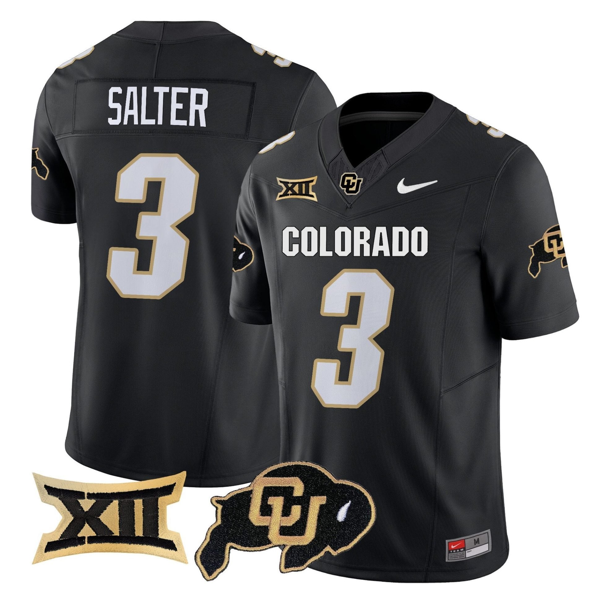 Kaidon Salter Jersey 3 Colorado Buffaloes 2025 Vapor Limited Stitched Black