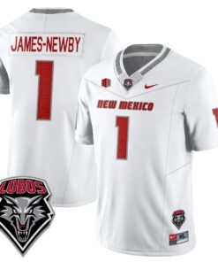 Keyshawn James Newby Jersey 1 UNM Lobo Football 2025 Stitched White a26e2d33 ef52 4d2e a21a bc7c8669c249