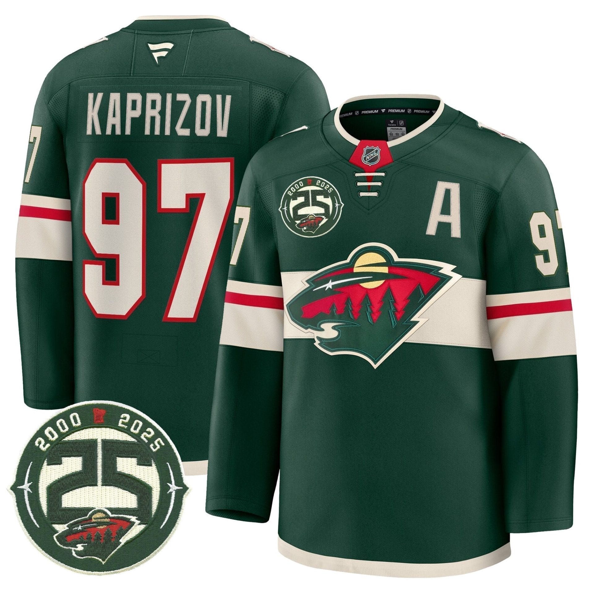 Kirill Kaprizov Jersey #97 Minnesota Wild 25th Anniversary Patch Stitched 2 Kirill Kaprizov Jersey #97 Minnesota Wild 25th Anniversary Patch Stitched - Image 2