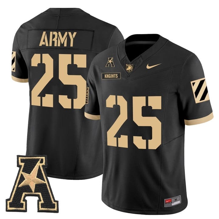 Knights Jersey #25 Army Black Knights 2025 Vapor Limited Stitched 6 Knights JerseyStitched Black
