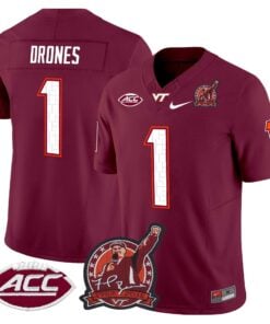 Kyron Drones Jersey 1 Virginia Tech Hokies Coach Frank Beamer 2025 Maroon 4333987e 2a16 4960 9e1b 53f5b7ce73ab
