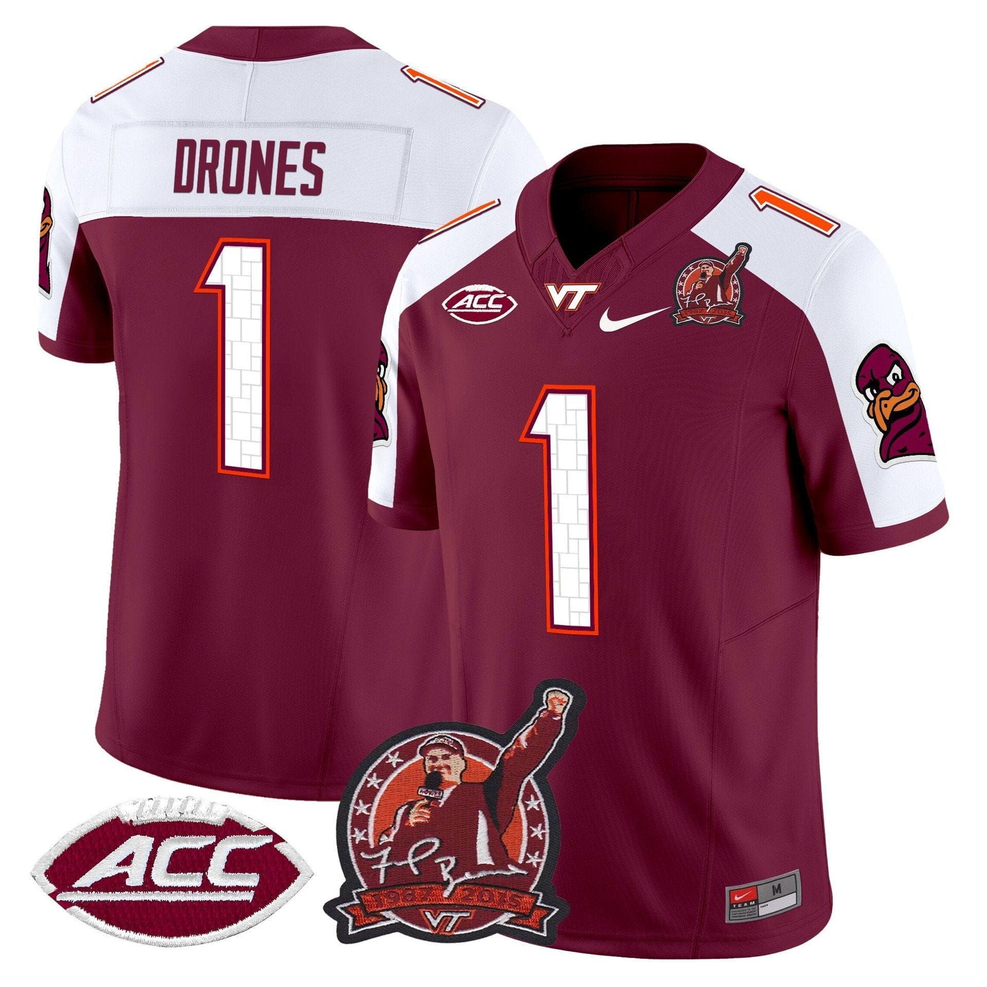 Kyron Drones Jersey #1 Virginia Tech Hokies Coach Frank Beamer 2025 - Image 2