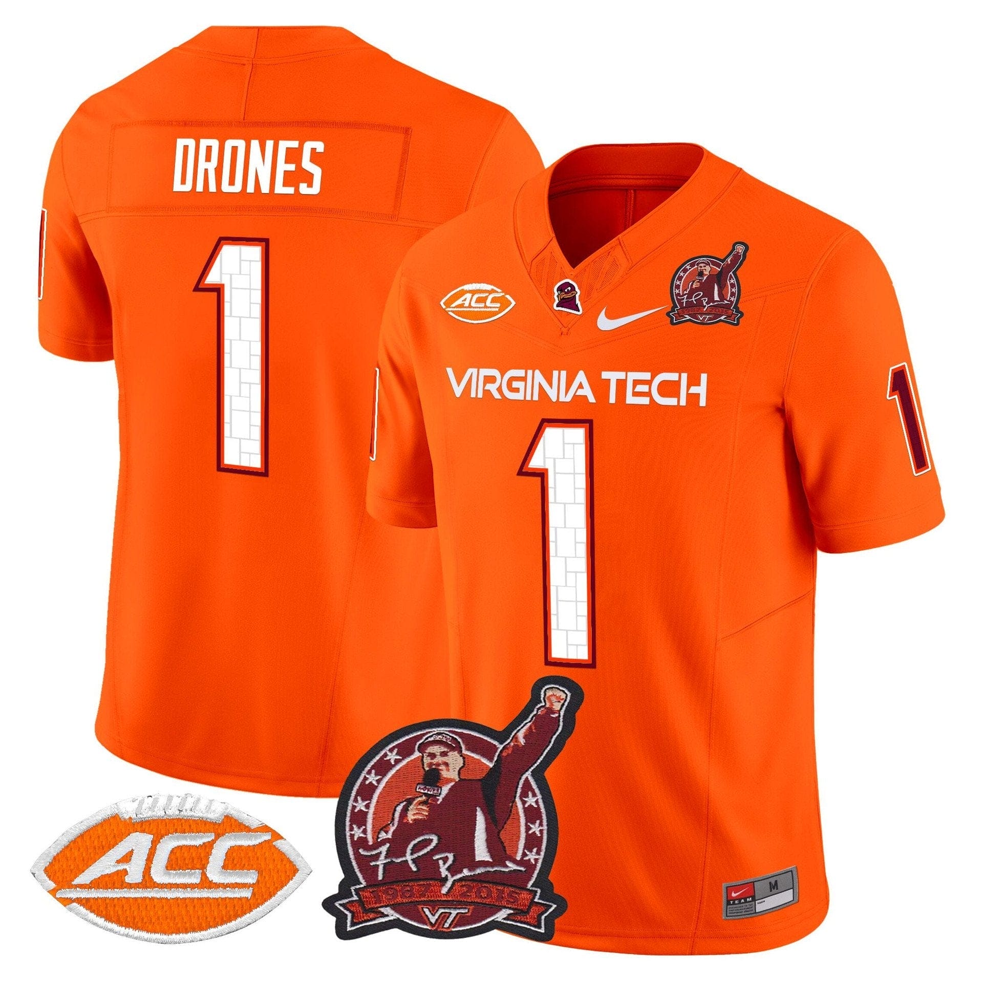 Kyron Drones Jersey #1 Virginia Tech Hokies Coach Frank Beamer 2025 - Image 5