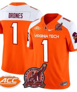 Kyron Drones Jersey 1 Virginia Tech Hokies Coach Frank Beamer 2025 Orange Alter