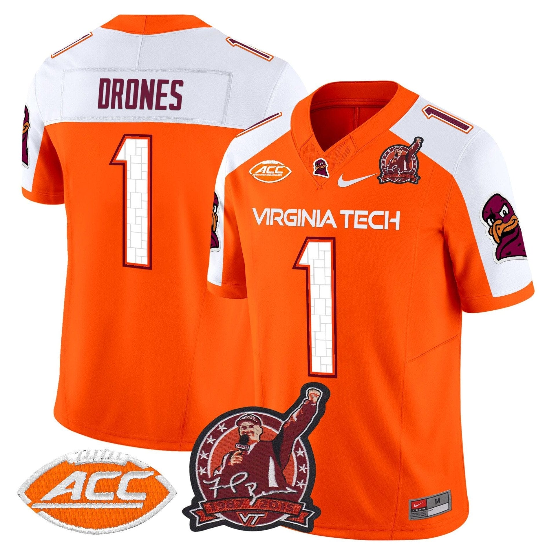 Kyron Drones Jersey #1 Virginia Tech Hokies Coach Frank Beamer 2025 - Image 4