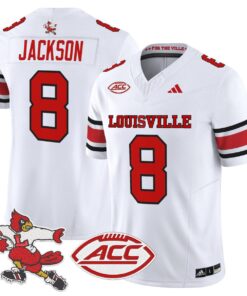 Alternative view of Lamar Jackson Jersey #8 Louisville Cardinals 1980s Throwback Stitched