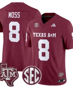 Le'Veon Moss Jersey #8 Texas A&M Aggies 2025 Vapor Stitched 9 Le Veon Moss Jersey 8 Texas A M Aggies 2025 Vapor Stitched Maroon