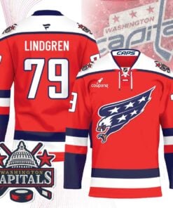 Washington Capitals Screaming Eagle Hockey Jersey - All Stitched 12 Lindgren