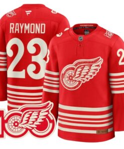 Lucas Raymond Jersey #23 Detroit Red Wings Centennial Season Premium Stitched