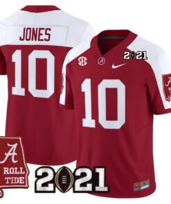 Mac Jones Jersey 10 Alabama 2021 CFP Championship Alabama Map Crimson Alter